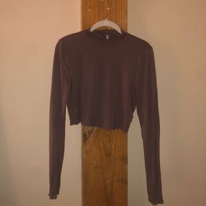 Purple long sleeve cropped top